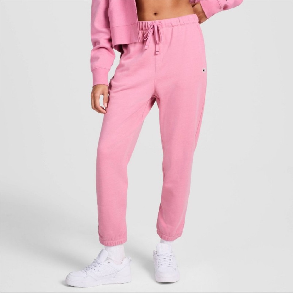 Champion Women's High-Rise Cropped French Terry Sweatpants Blush Pink XS NWT
